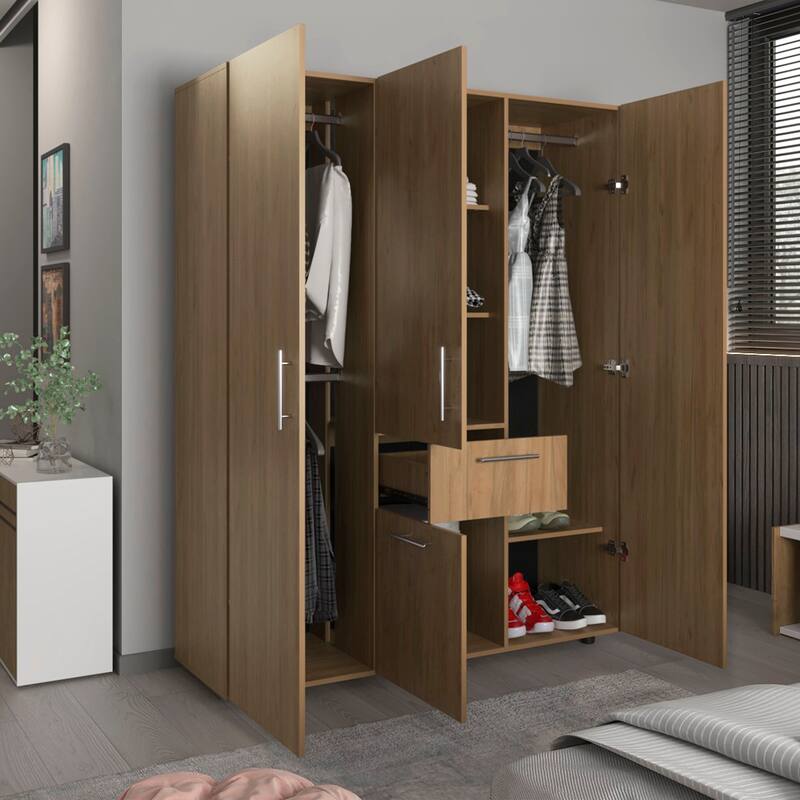 Bariloche 70" High Four- Door, One Drawer Armoire Natural Oak - N/A