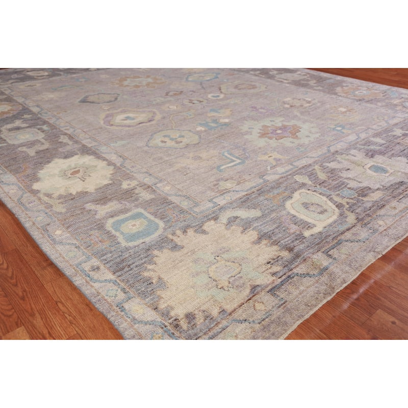 Grey Oushak Turkish Area Rug Handmade Vegetable Dye Wool Carpet - 8'1" x 9'9" - 8'1" x 9'9" - Grey