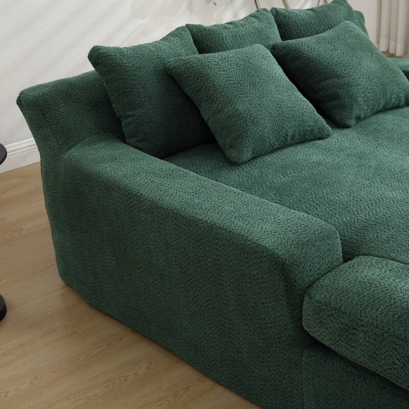 Seersucker 2-seater lazy sofa bed With 2 back pillows , 2 toss pillows,Comfy Sofa- Deep Seat Couch