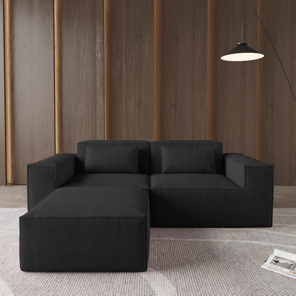 86.62" Modular Sectional Couch, Huge Plus Love Seat Sofa, Modern Comfy Corduroy Couches with Reversible Chaise Ottoman