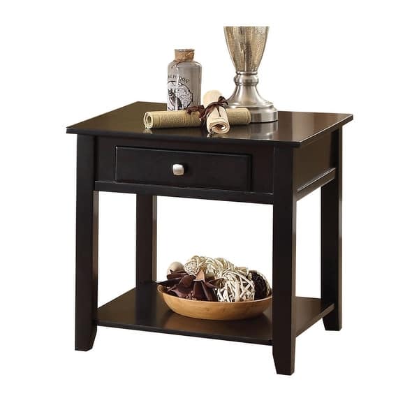 Wooden End Table with Bottom Shelf in Black On Sale Bed Bath