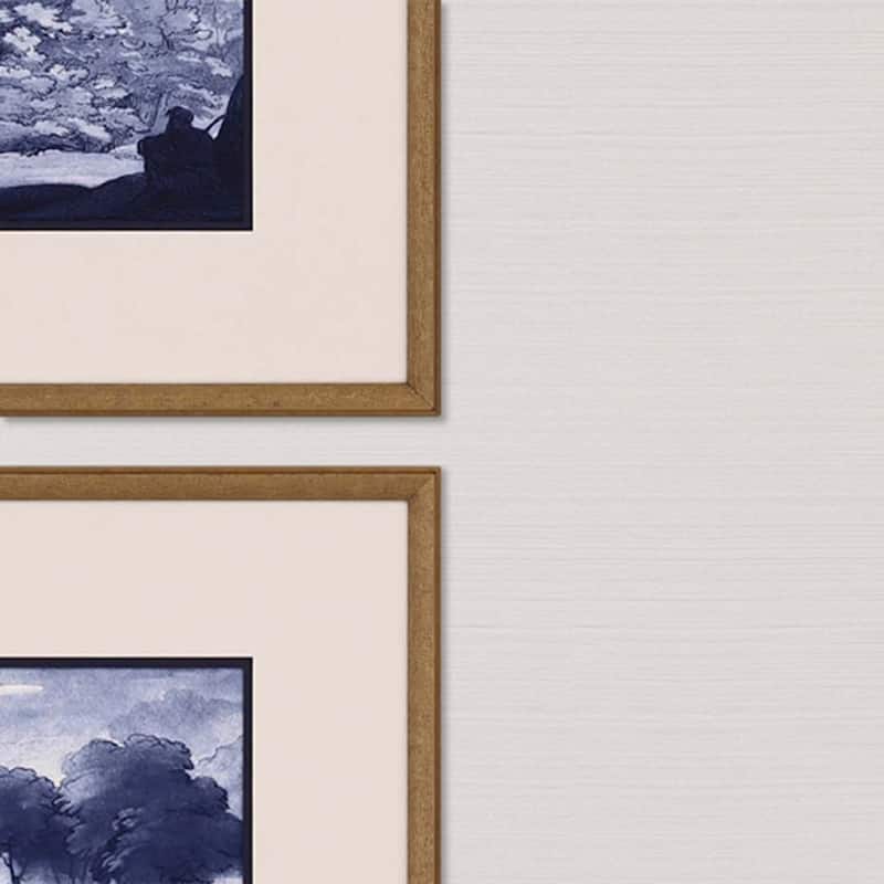 Pastoral Toile S/4 Framed Art Giclee Under Glass - Blue