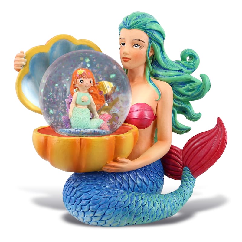 CoTa Global Mermaid Snow Globe Figurine with Sparkling Glitter - 45mm - 4.25″Lx2.75″Wx4″H