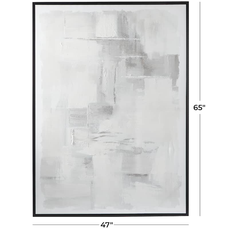 Canvas Abstract Framed Wall Art with Black Frame - Gray - Roche River Decor