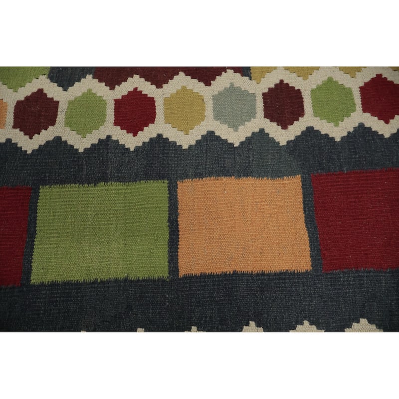 Hand Woven Oriental 100% Wool Carpet Southwestern Tribal Multi-Colored Kilim Area Rug - 13' 3'' X 10' 1''