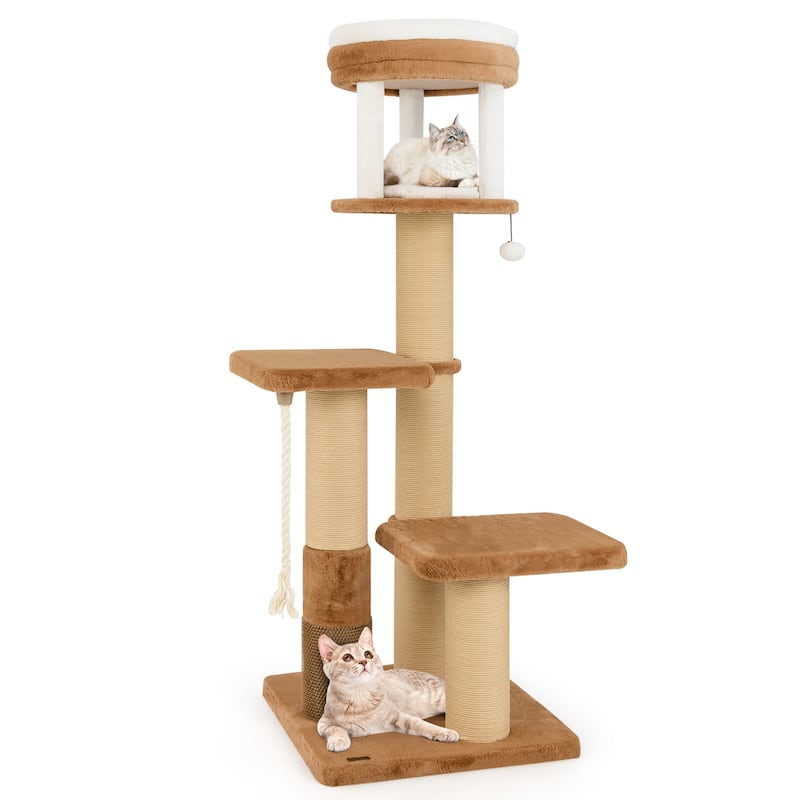 65 Inches Tall Cat Tree with Self-groomer and Removable Cat Bed - 23" x 23"