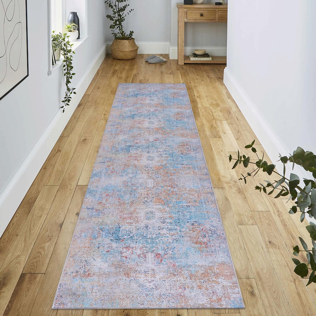 Roomfitters 3 x 10 Machine Washable Boho Vintage Area Rug, Non-Slip Pet Friendly Indoor Living Room Decor Carpet - Multicolor