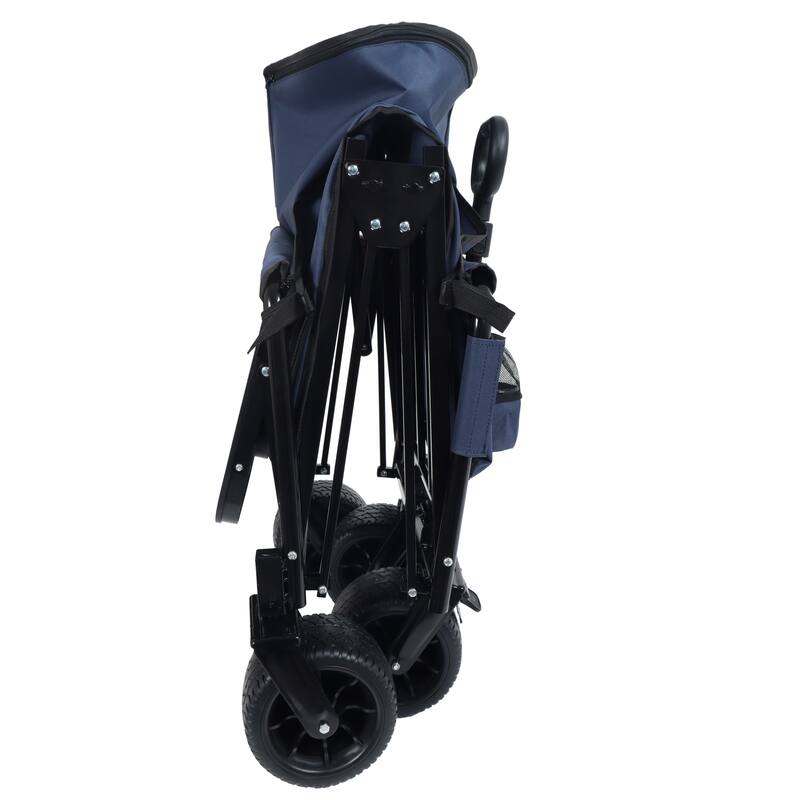 3-In-1 Convertible Folding Wagon Cart With Bench Seat & Rear-Mounted Folding Tabletop,180l Capacity All-Terrain Wheels
