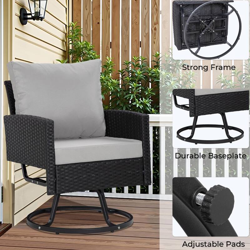 Durable Outdoor Swivel Patio Chairs with Cushions & Rattan Design