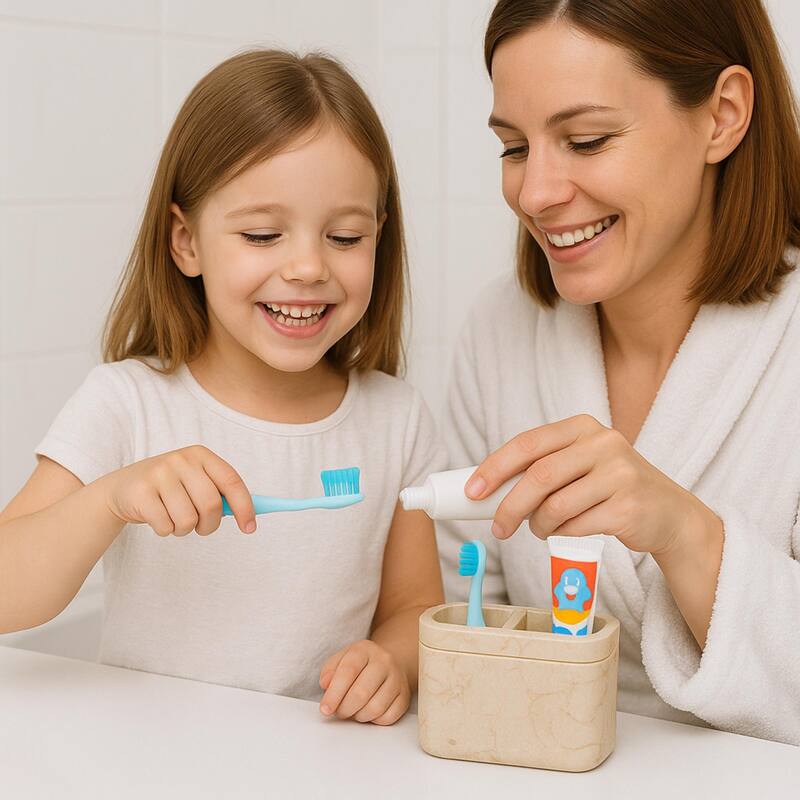 Creative Home Champagne Marble Stone Toothbrush, Tooth Brush Holder, Paste Holder - Beige