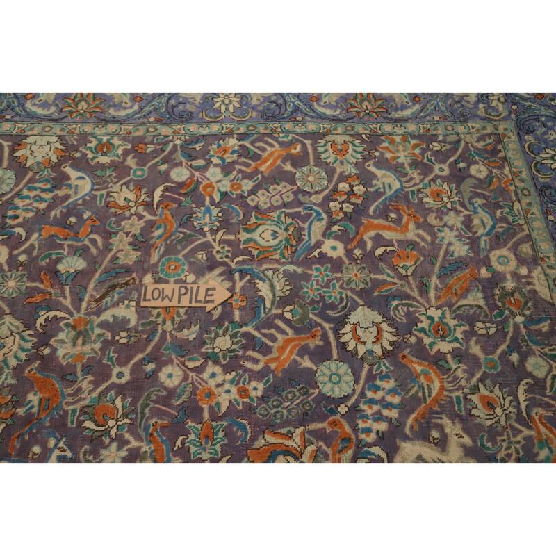 Hand Knotted Oriental 100% Wool Carpet Traditional All-Over Purples Tabriz Area Rug - 7' 10'' X 5' 3''