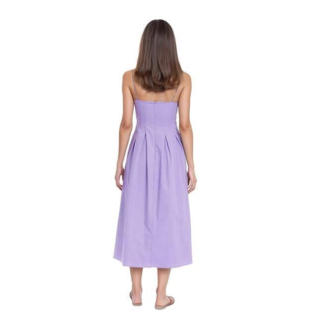 Jewel Badgley Mischka Hallie Pleated Cotton Poplin Midi Dress - 16 - Lavender