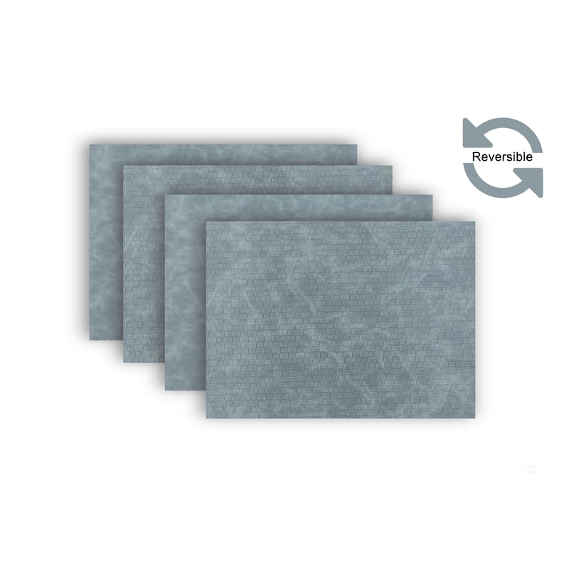 Dainty Home Sorento Faux Leather Reversible Rectangular Placemat Set - N/A - Dusty Blue