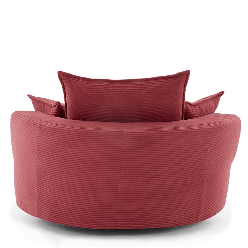 360° Swivel Accent Barrel Chair with Dual-Layer Cushions by Harper&Bright Designs