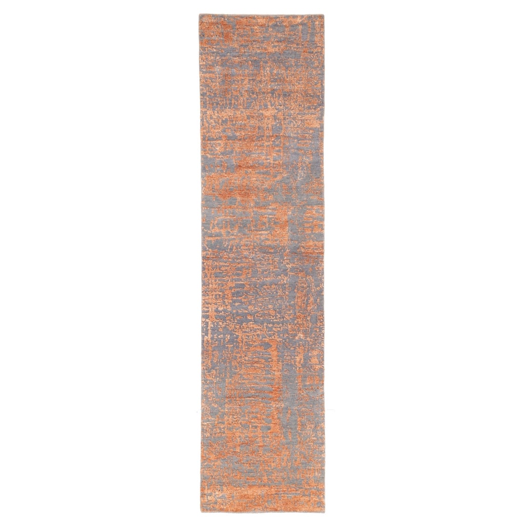 ECARPETGALLERY Hand-knotted Legacy Copper, Dark Grey Silk, Wool Rug - 2'6 x 10'3