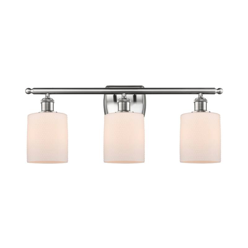 Innovations Lighting Cobbleskill 3 Light 26" Wide Bathroom Vanity - Brushed Satin Nickel / Matte White