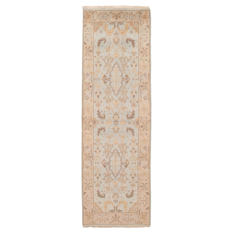 ECARPETGALLERY Hand-knotted Royal Oushak Light Blue Wool Rug - 2'6 x 8'2 - Light Blue - 2'6 x 8'2