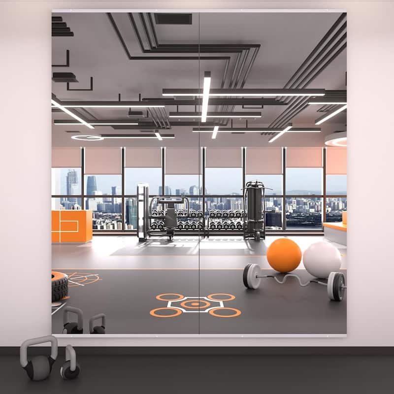 Full Length Tempered Glass Mirror - Rectangular Wall Mirror for Yoga, Gym & Dance Studio(Set of 2/3) - 79" x 36"-2PCS