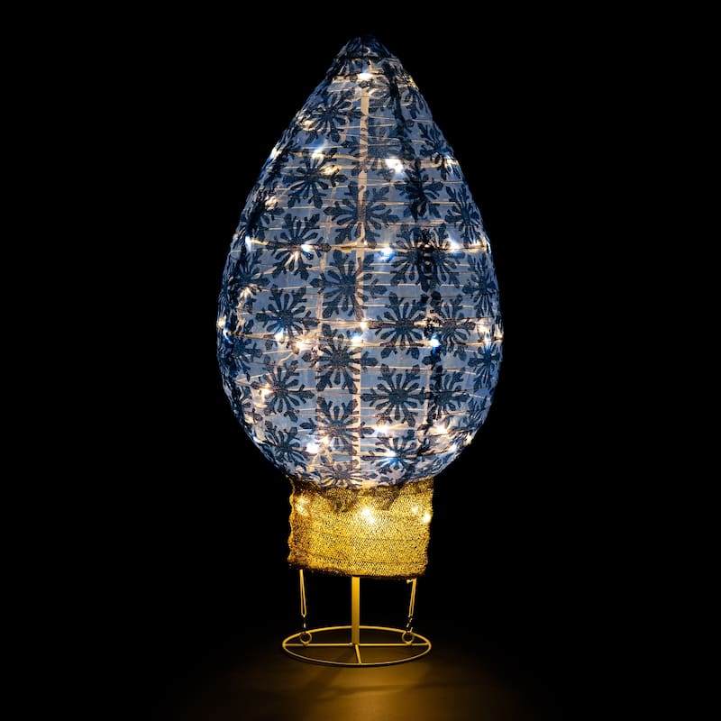 LED Lighted Retro Light Bulb Outdoor Christmas Decoration - 32" - Blue
