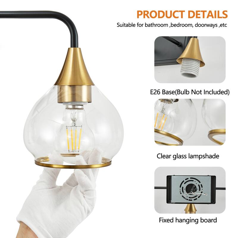 48" Modern 6-Light Vanity Wall Sconce, Bathroom Light Fixture with Clear Glass Shades