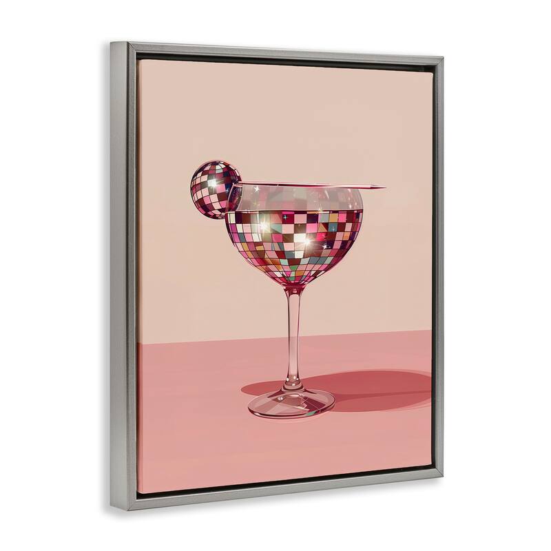 Stupell Rosy Hued Disco Drink Framed Floater Canvas Wall Art Design By Arlington Prints