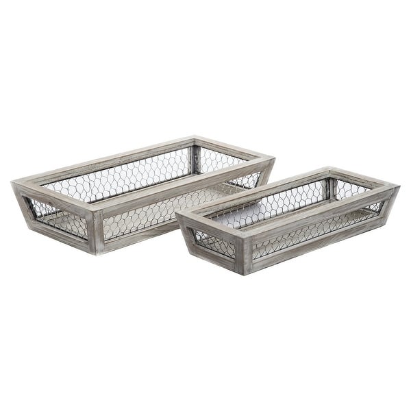 slide 1 of 1, Chicken Wire Low Basket Set of 2 Easter Spring Home Décor Storage - 17.5 x 8.8 x 3.6/15.4 x 6.6 x