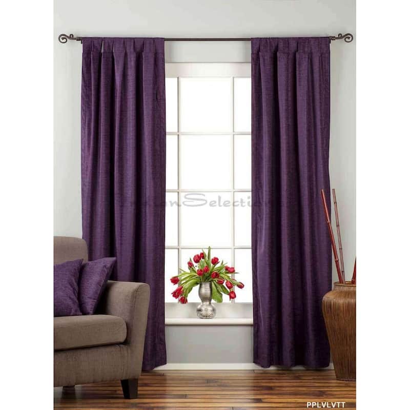 Purple Tab Top Velvet Curtain / Drape / Panel - 84" - Piece - Purple - 84 Inches