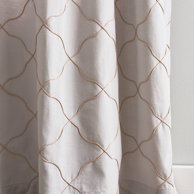 Mallorca Embroidery Back Tab Curtain Panel Pair