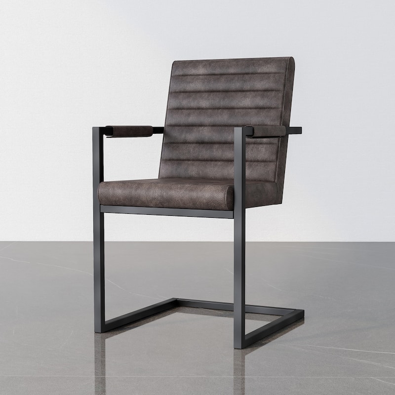 Vendrie Modern Metal Upholstered Dining Chairs by Furniture of America (Set of 2) - Dark Brown