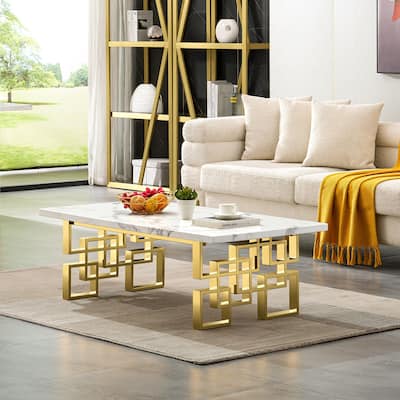 Luxury White and Gold Living Room Tables Coffee Table End Table Console Table for Living Room Guest Hall Reception Room Entryway