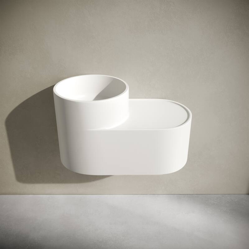 Monaco 20" Solid Surface Oval Wall-Mounted Sink In Matte White - 20