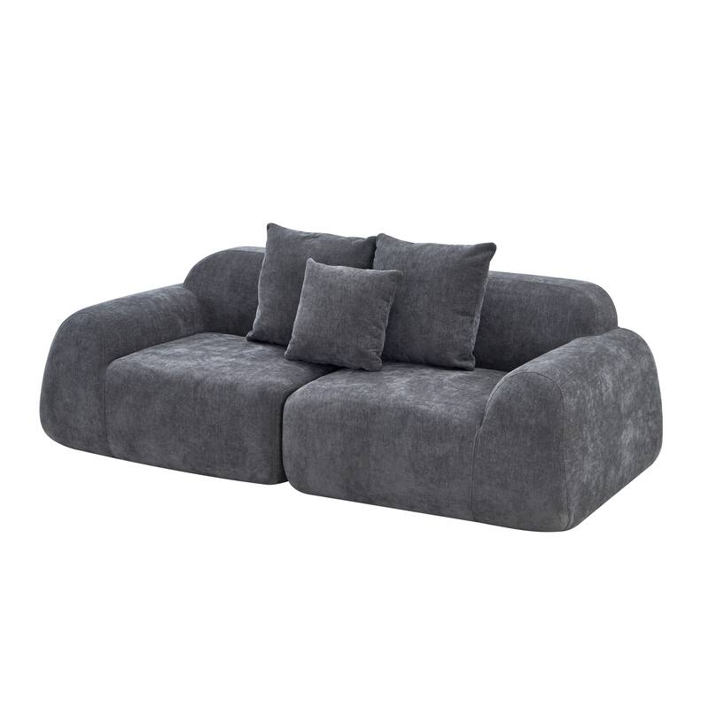 Boneless Sectional Cloud Couch Sofa for Living Room, 118" L-Shape Modular Velvet Sofa Modern Lounge Sleeper Couches with Chaise