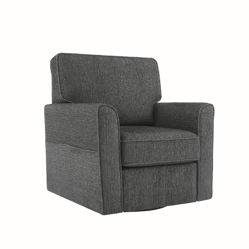 Chenille Swivel Barrel Armchair With Side Pockets