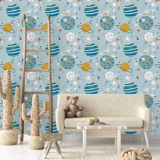 Planets on Blue Background Wallpaper - Bed Bath & Beyond - 34987268