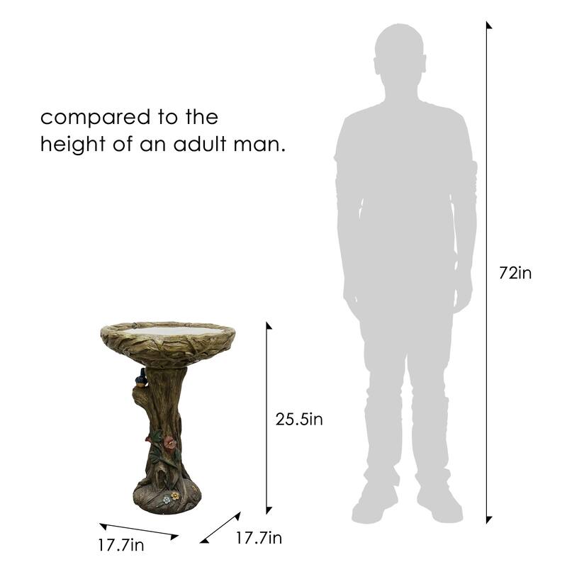 25.5" H Outdoor Concrete Bird Bath - Perfect for Adding Interest to Garden, Patio, Backyard, Porch and Deck