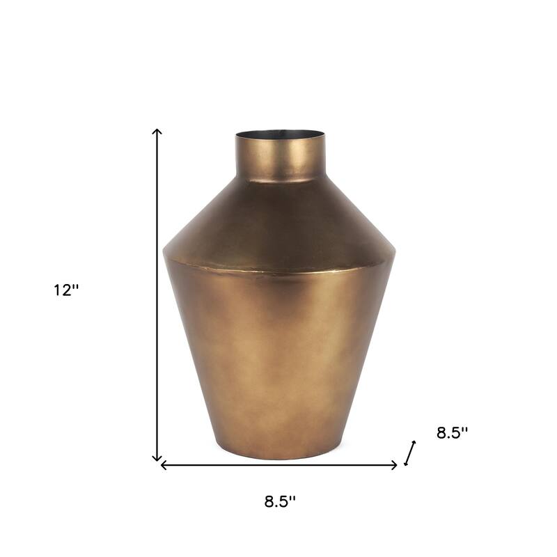 12" Antiqued Bronze Metal Trumpet Table Vase - 8.50