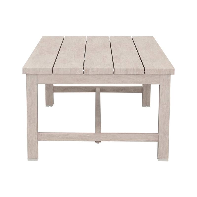 Solid Construction Durable Aluminum Coffee Table,Whitewashed Birch Look