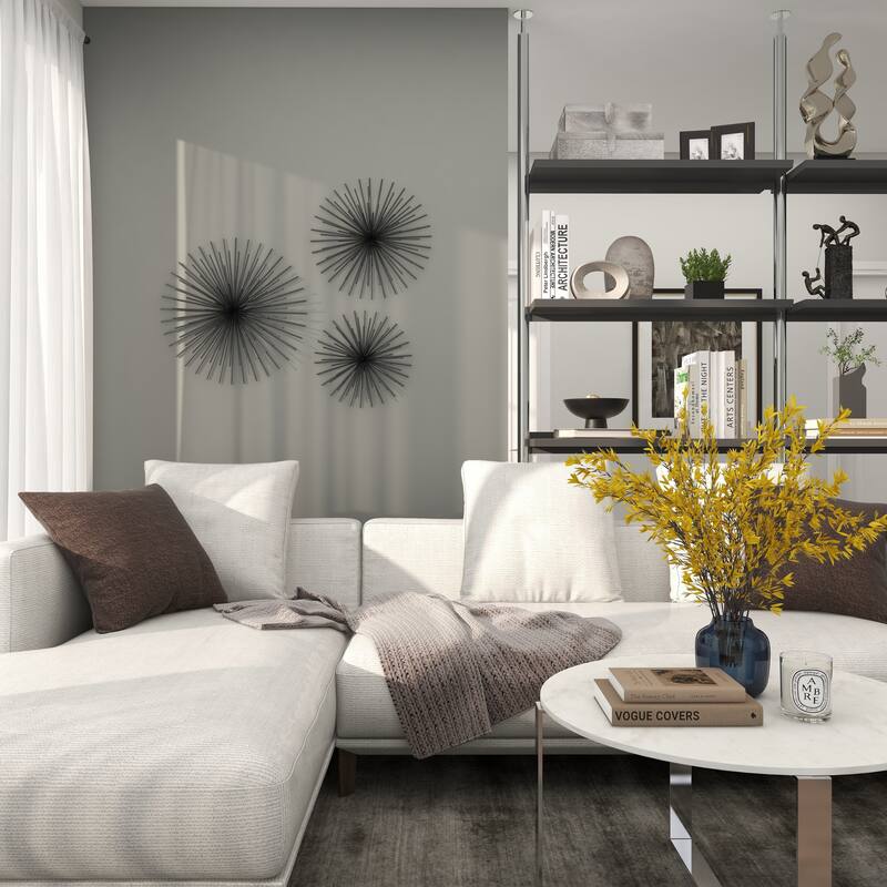 CosmoLiving by Cosmopolitan Metal 3D Starburst Wall Decor (Set of 3) - Silver, Gold, Black, Copper