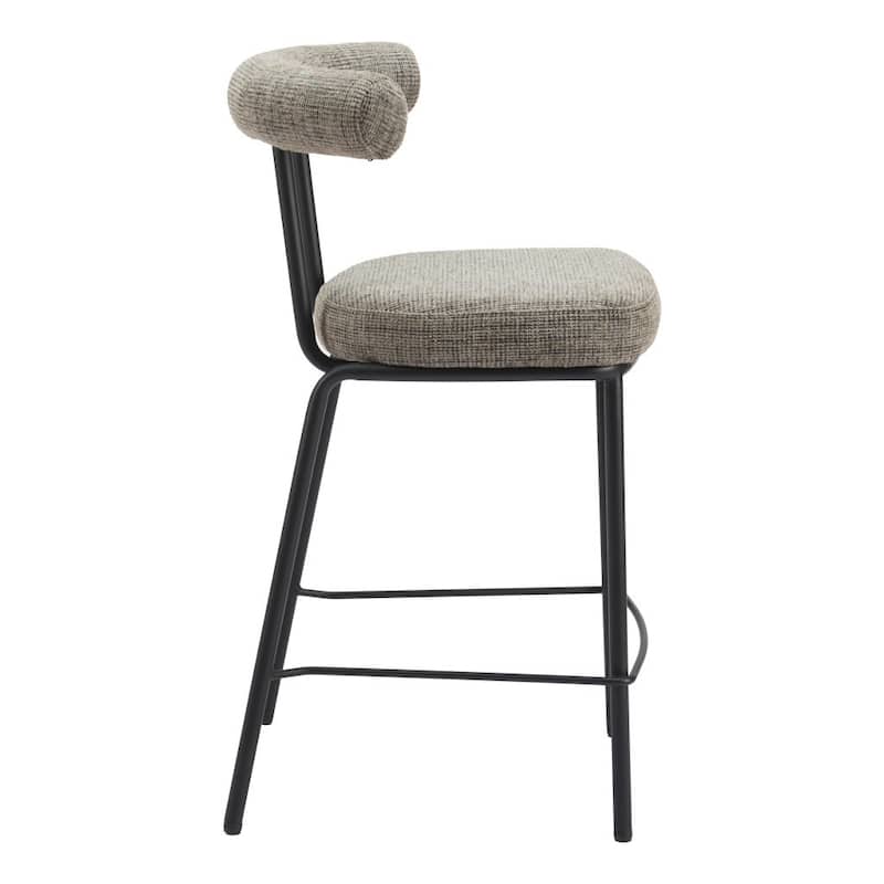 HomeRoots 26" Green and Black Chenille and Steel Low Back Counter Height Bar Chair