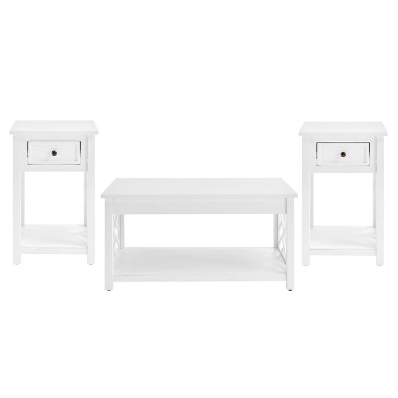Porch & Den Altadena Coffee Table and Two End Tables with Drawer