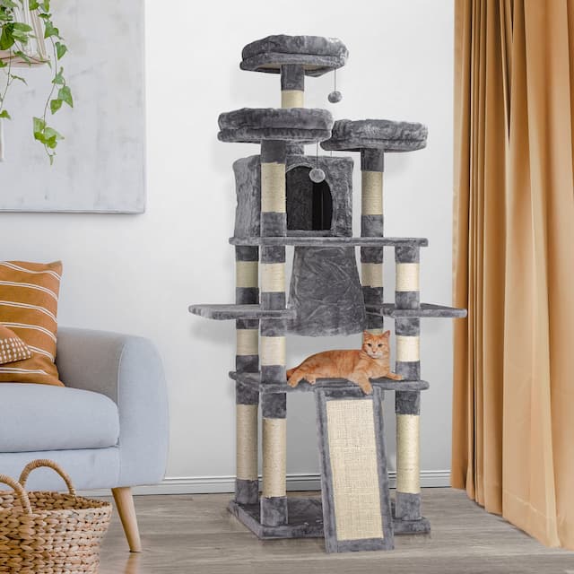 Multi-level Cat Activity Tree Cat Condo - Grey (67" x 36")
