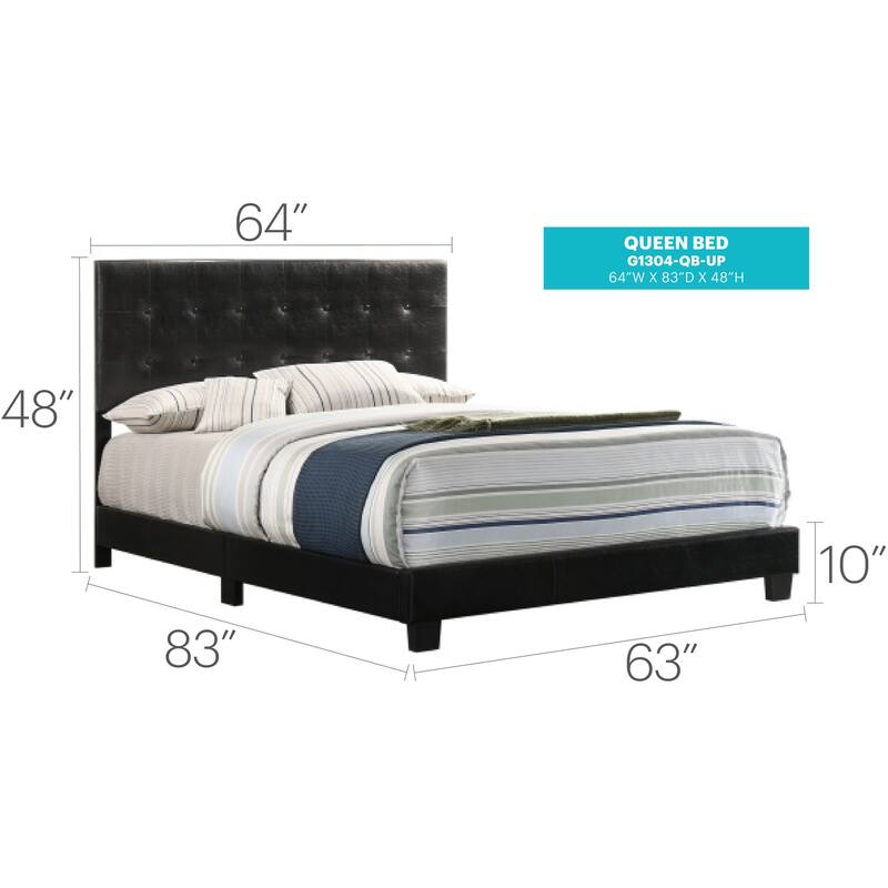 Glory Furniture Contemporary Faux Leather Upholstered Bed with Tufted Headboard