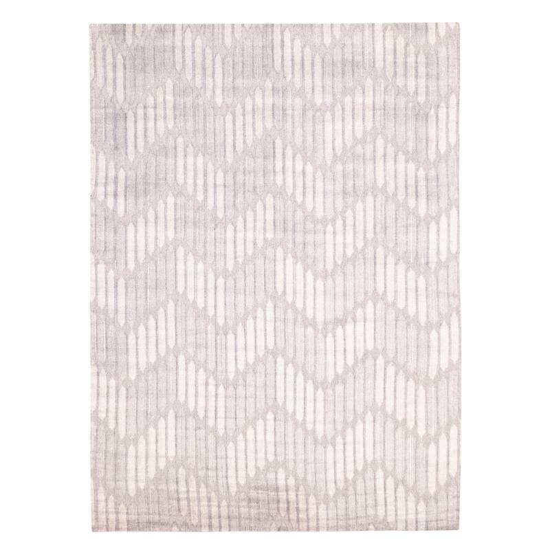 ECARPETGALLERY Hand Loomed Elysian Grey Silk Rug - 8'0 x 11'1