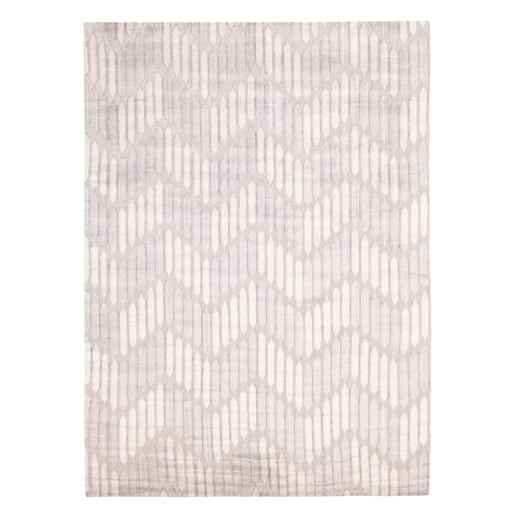 ECARPETGALLERY Hand Loomed Elysian Grey Silk Rug - 8'0 x 11'1