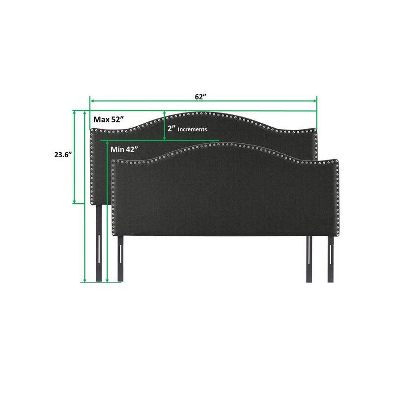 Upholstered Headboard with Nailhead Trim Height Adjustable Headboard Modern Head Board Fabric Headboard