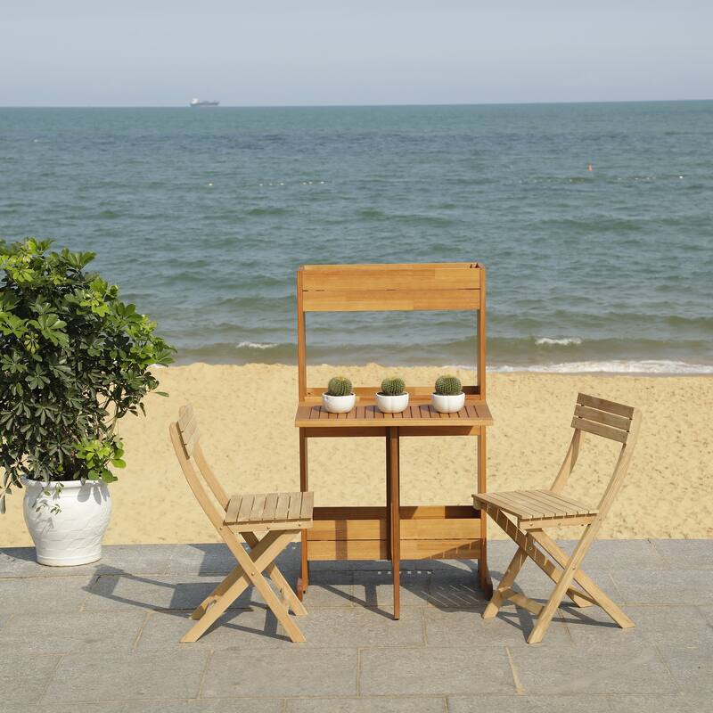 SAFAVIEH Outdoor Evelin Flower Shelf 3-Piece Bistro Set - 25Wx29Dx49H