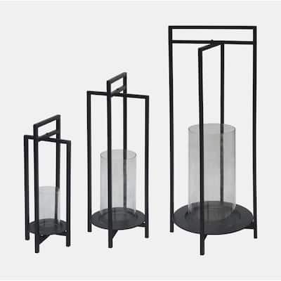 Sagebrook Home Elegant Metal Lanterns, Perfect for Harmonious Home Decor - Enhance Your Living Experience, Set of 3