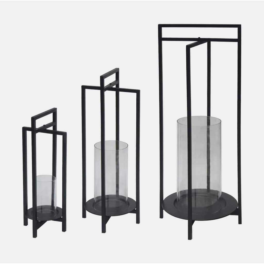 Sagebrook Home Elegant Metal Lanterns, Perfect for Harmonious Home Decor - Enhance Your Living Experience, Set of 3