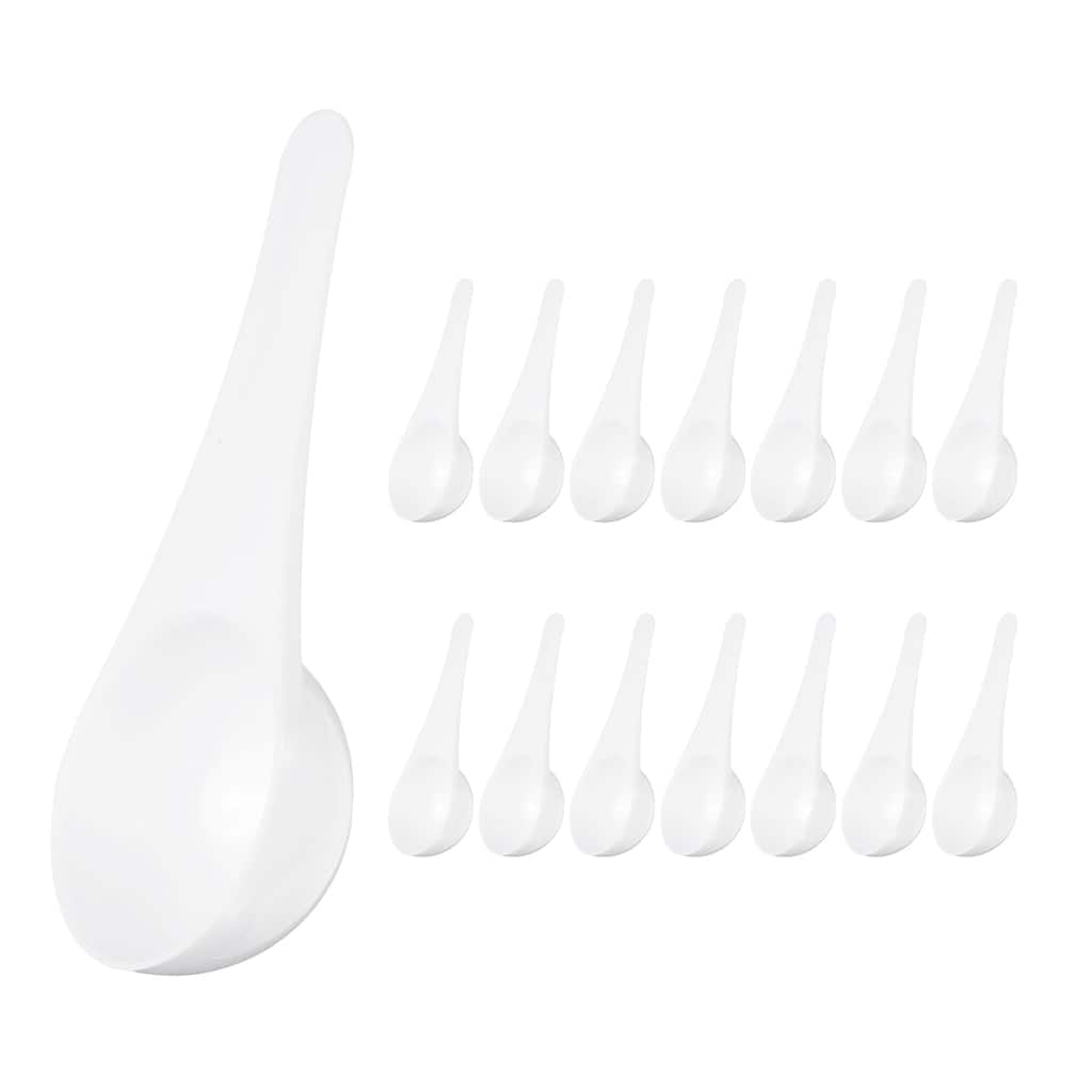 15 Pcs Measuring Spoon with Short Handle, Teaspoon Plastic Scoops, White