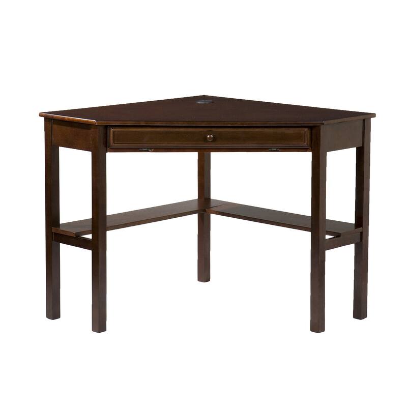 HomeRoots Espresso Corner Computer Desk